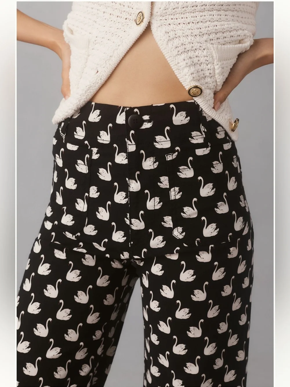 Anthropologie Maeve Colette High Rise Wide Leg Crop Pants in Magic Fabric - Picture 4 of 9